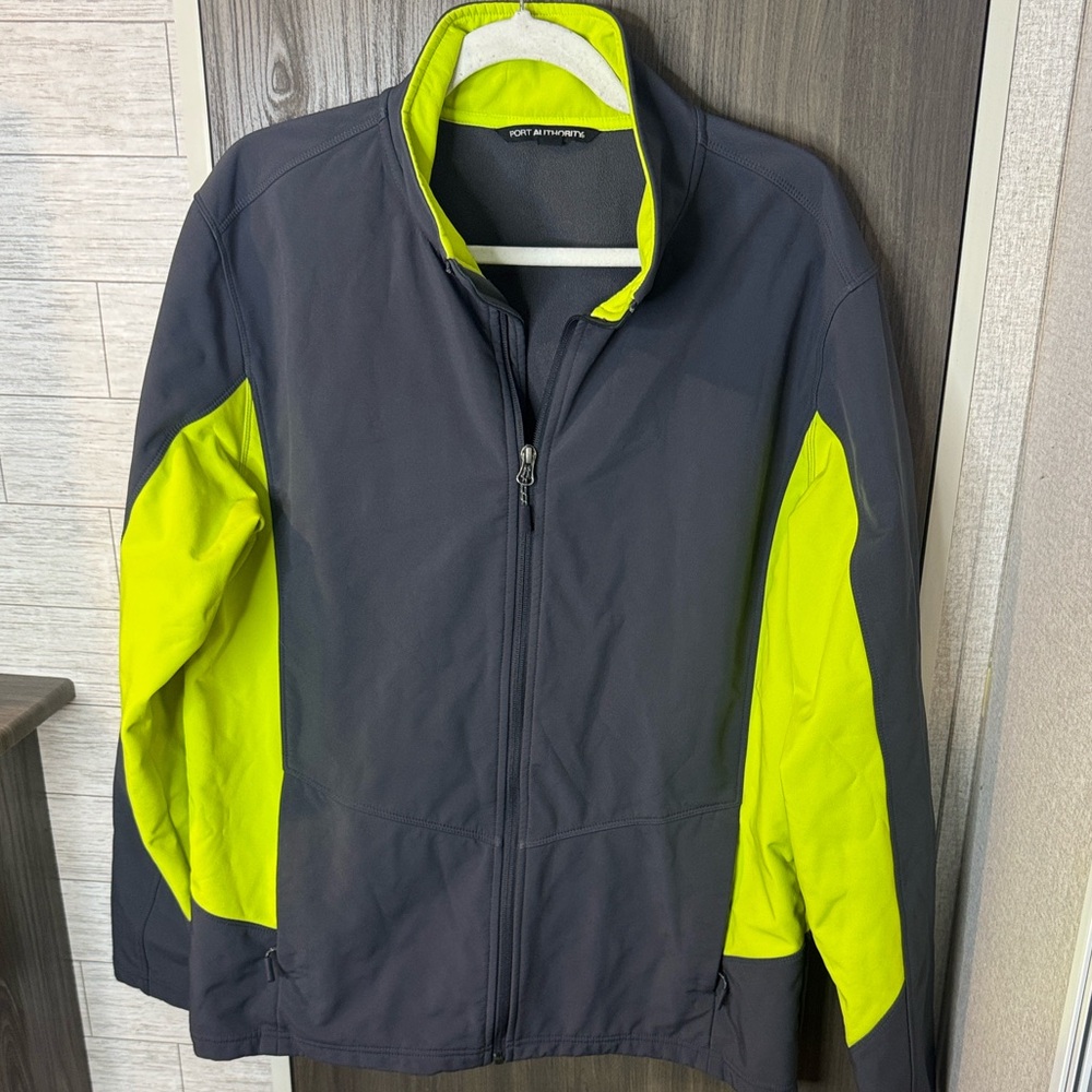 Port Authority Black and neon Yellow Jacket with fleece inside. Size large